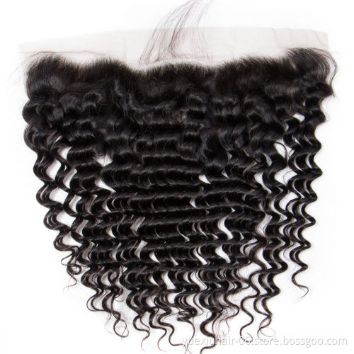 Lace Frontal Deep Wave Wholesale Raw Indian Human Hair Transparent Swiss Lace Frontal